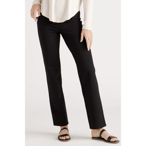 QUINCE NEW Petite / ultra-stretch ponte straight leg pant -black - Large - Picture 2 of 4